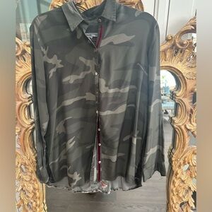 Johnny Was Camouflage silk blouse